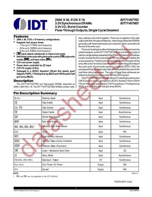 IDT71V67703S75BQ datasheet  